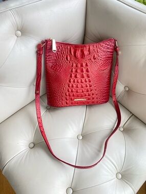 Brahmin Katie Crossbody in Red Opal - Melbourne Croc Embossed Leather